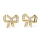 Bowknot Rack Plating Brass Cubic Zirconia Stud Earrings for Women, Long-Lasting Plated, Lead Free & Cadmium Free, Real 18K Gold Plated, 18.5x21.5x4mm, Pin: 0.7mm