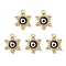 Glass Seed Beaded Sun with Evil Eye Pendants, with Real 18K Gold Plated 304 Stainless Steel Open Jump Rings & Brass Beads & Resin Bead, Black, 20.5x17.5x5mm, Hole: 3.5mm