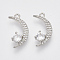 Brass Micro Pave Cubic Zirconia Pendants, Nickel Free, Moon, Clear, Real Platinum Plated, 15.5x8.5x3mm, Hole: 1.2mm