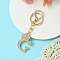 Golden Alloy Rhinestone Keychain, with Alloy Clasp and Iron Rings, Letter G, 10cm, Pendant: 44mm