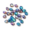 Glass Rhinestone Cabochons, Pointed Back & Back Plated, Faceted, Square, Mixed Color, 8x8x4.4mm