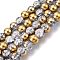 Electroplated Crackle Glass Beads Strands, Half Plated, Round, Gold, 6~6.5mm, Hole: 1~1.2mm, about 65~67pcs/strand, 14.76~15.16 inch(37.5~38.5cm)