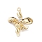 Brass Pave Clear Cubic Zirconia Connector Charms, Flower Links, Long-Lasting Plated, Cadmium Free & Nickel Free & Lead Free, Real 14K Gold Plated, 22.5x17.5x4.5mm, Hole: 1.2mm