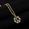 Brass Pave Colorful Cubic Zirconia Initial Ring Pendant Necklaces, 304 Stainless Steel Cable Chain Necklaces, Golden, Letter L, 17.72 inch(45cm)