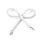 Alloy & Glass Seed Beads Bowknot Chandelier Component Links, Platinum, White, 45~70x38~69x7mm, Hole: 1~1.6mm, Bead: 3~3.5mm
