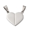 Non-Tarnish 304 Stainless Steel Split Pendants, Couple Pendants, Heart Charm, Stainless Steel Color, 23x24.2x3mm, Hole: 9x5.5mm