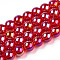 Electroplate Transparent Glass Beads Strands, AB Color Plated, Round, Red, 8~8.5mm, Hole: 1.5mm, about 51~53pcs/strand, 14.96 inch~15.55 inch(38~39.7cm)