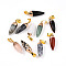 Natural Mixed Stone Pendants, Bullet Charms with Golden Color Brass Findings, Faceted, 24.5~28.5x7~9mm, Hole: 7.5x3.5mm