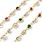 Brass Link Chains, with ABS Imitation Pearl & Glass, Unwelded, Cadmium Free & Nickel Free & Lead Free, with Spool, Real 18K Gold Plated, 10x4.5x2mm, about 32.81 Feet(10m)/Roll