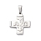 304 Stainless Steel Pendants, Cross with Chi Rho Charms, Anti-Tarnish, Stainless Steel Color, 23.5x20x2.5mm, Hole: 6.3x3.4mm