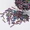 Glass Bugle Beads, Iris, Colorful, 9x2mm, Hole: 0.5mm, about 7000pcs/bag