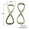 Tibetan Style Links connectors, Cadmium Free & Nickel Free & Lead Free, Infinity, Antique Silver, 51x20x2mm, Hole: 2mm