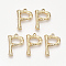 Eco-Friendly Alloy Pendants, Letter, Light Gold, Letter.P, 25x16x2.5mm, Hole: 1.8mm