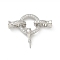 Brass Micro Pave Clear Cubic Zirconia Fold Over Clasps, Cadmium Free & Nickel Free & Lead Free, Flat Round, Platinum, 33mm