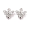 Brass Micro Pave Clear Cubic Zirconia Charms, Cadmium Free & Lead Free, Bee, Platinum, 11.5x10x3mm, Hole: 1.2mm
