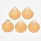 Transparent Acrylic Links connectors, with Plated Bottom, Scallop Shape, Sandy Brown, 35x32x5mm, Hole: 1.2mm
