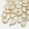 Glass Pendants, with Golden Tone Brass Findings, teardrop, WhiteSmoke, 18.5x12.5x7mm, Hole: 1.5mm
