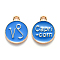 Alloy Enamel Pendants, Cadmium Free & Lead Free, Flat Round with Constellation, Light Gold, Dodger Blue, Capricorn, 15x12x2mm, Hole: 1.5mm