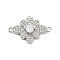 Brass Clear Cubic Zirconia Flower Connector Charms, Rack Plating, Long-Lasting Plated, Lead Free & Cadmium Free, Platinum, 16x25x4mm, Hole: 1.6mm