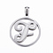 Non-Tarnish 304 Stainless Steel Pendants, Flat Round with Letter.F, Stainless Steel Color, 28x25x1.2mm, Hole: 6x3mm
