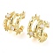 Brass Micro Pave Cubic Zirconia Cuff Earrings for Women, Spike, Real 18K Gold Plated, 19.5x13.5mm