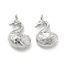 Brass Pendants, Cadmium Free & Nickel Free & Lead Free, Swan Charm, Real Platinum Plated, 15x9.5x5mm, Hole: 1.5mm