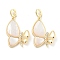 Brass Micro Pave Clear Cubic Zirconia Pendants, Cadmium Free & Nickel Free & Lead Free, with White Shell, Butterfly Charms, Real 18K Gold Plated, 27.5x19x4mm, Hole: 4x3mm