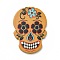 Non-Tarnish Printed 201 Stainless Steel Sugar Skull Pendants, Cinco de Mayo Charm, Sandy Brown, 40.5x28x2mm, Hole: 2mm