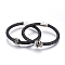 Couple Braided Leather Cord Bracelets Sets, with 304 Stainless Steel Findings and Magnetic Clasps, Column and Skull, 8-1/8 inch~8-1/4 inch(20.5~21cm), 6mm, 2pcs/set