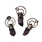 Natural Kyanite & Natural Amethyst Nuggets Big Pendants, with Brass Jump Rings, Cadmium Free & Lead Free, Red Copper, 44~51x27.5x15~17.5mm, Hole: 6mm