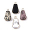 Natural & Synthetic Mixed Gemstone/Glass Pendants, with Light Gold Plated Brass Edge and Loop, Trapezoid, Faceted, Mixed Color, 25x14x6mm, Hole: 2mm