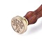 DIY Scrapbook, Brass Wax Seal Stamp and Wood Handle Sets, Flower, Golden, 8.9x2.5cm, Stamps: 25x14.5mm