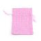 Polyester Imitation Burlap Packing Pouches Drawstring Bags, for Christmas, Wedding Party and DIY Craft Packing, Pearl Pink, 9x7cm