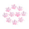 Baking Painted Transparent Glass Bead Caps, 5-Petal Flower, with Glitter Powder, Pearl Pink, 12~12.5x4.5~5mm, Hole: 1.2~1.4mm, about 1750pcs/1000g