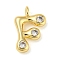 Rack Plating Brass Micro Pave Cubic Zirconia Pendants, Cadmium Free & Lead Free, Long-Lasting Plated, Real 18K Gold Plated, Letter F, 21x14x5mm, Hole: 3mm