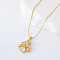 3Pcs Stainless Steel Crystal Rhinestone Flower Pendant Necklaces for Women, Golden, 15.75 inch(40cm)