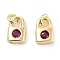 Brass Micro Pave Cubic Zirconia Charms, Cadmium Free & Nickel Free & Lead Free, with Jump Ring, Lock, Real 18K Gold Plated, Medium Violet Red, 9x5.5x2.5mm, Hole: 1.6mm
