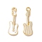 Alloy Enamel Pendants, Cadmium Free & Nickel Free & Lead Free, Golden, Guitar Charm, White, 27.5x9x2.7mm, Hole: 1.8mm