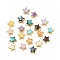 Rack Plating Brass Beads, with Synthetic Opal, Star, Golden, Mixed Color, 8x8x4mm, Hole: 1.6mm