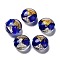 Handmade Lampwork Beads, with Gold & Silver Foil, Oval, Medium Blue, 11~12x11.5~12.5x7~7.5mm, Hole: 2mm