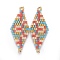 MIYUKI & TOHO Handmade Japanese Seed Beads Links, Loom Pattern, Rhombus, Colorful, 40~41.5x16~16.7x1.7~1.8mm, Hole: 1.4~1.5mm
