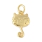 Brass Pendants, Cat Shape Charms, with Jump Ring, Long-Lasting Plated, Lead Free & Cadmium Free, Animal Charms, Real 18K Gold Plated, 15x9.5x1.5mm, Hole: 3.5mm