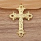 Alloy Big Pendants, Cross with Flower, Golden, 74x52mm