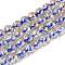 Crackle Transparent Glass Beads Strands, Round, with Gold Foil, Blue, 8~8.5mm, Hole: 0.8~0.9mm, about 103~105pcs/strand, 30.51 inch(77.5~78.5cm)