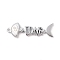 Alloy Pendants, Fishbone Charm, Platinum, 47x15.5x5mm, Hole: 2mm