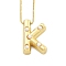 Brass & Plastic Pearl Letter Pendant Box Chain Necklaces for Women, Real 18K Gold Plated, Letter K, 17.64 inch(44.8cm)