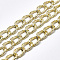 Aluminium Curb Chains, Textured, with Spool, Unwelded, Light Gold, 15x10x2mm, about 65.61 Feet(20m)/roll