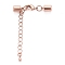 Brass Chain Extender, with Curb Chains, Lobster Claw Clasps and Cord Ends, Nickel Free, Rose Gold, 38mm, Cord End: 11x7mm, Hole: 6mm, Chain Extender: 50mm