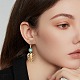 Серьги-гвоздики с застежкой-молнией в форме листьев монстеры из нержавеющей стали 201 с зеленым стеклом EJEW-TA00191-3
