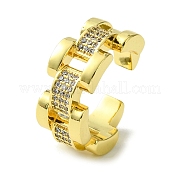 Открытые манжеты из латуни с микропаве кубический цирконий RJEW-K256-31G
